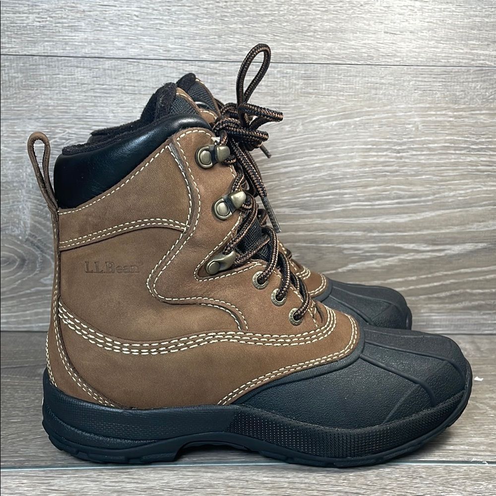 L.L. Bean Primaloft 200g Warm Waterproof Women’s Sz 6M Brown Mid Lace Duck Boots